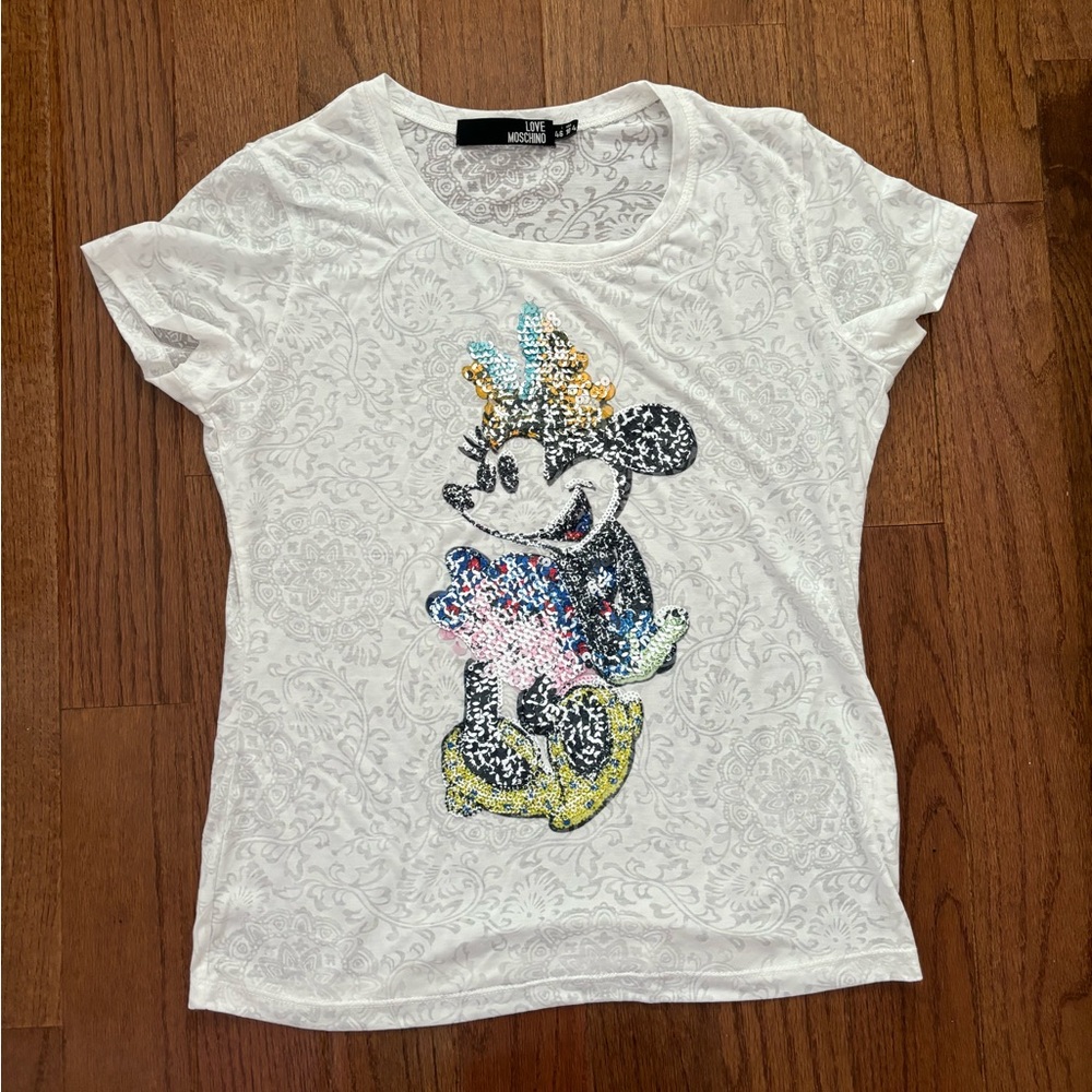 NWOT Love Moschino Minnie Mouse sequined shortsleeve cotton t shirt